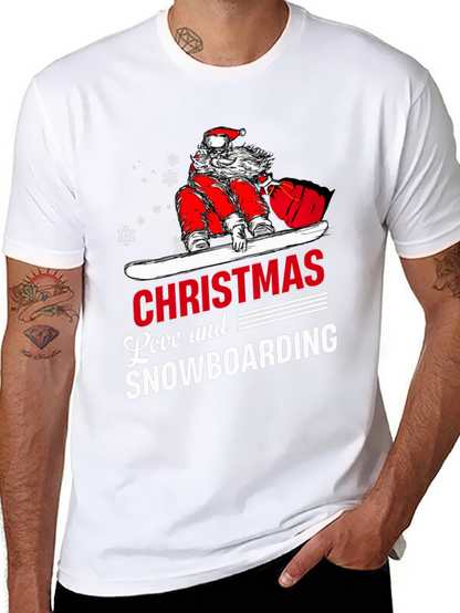 Santa Snowboarding Christmas T-Shirt