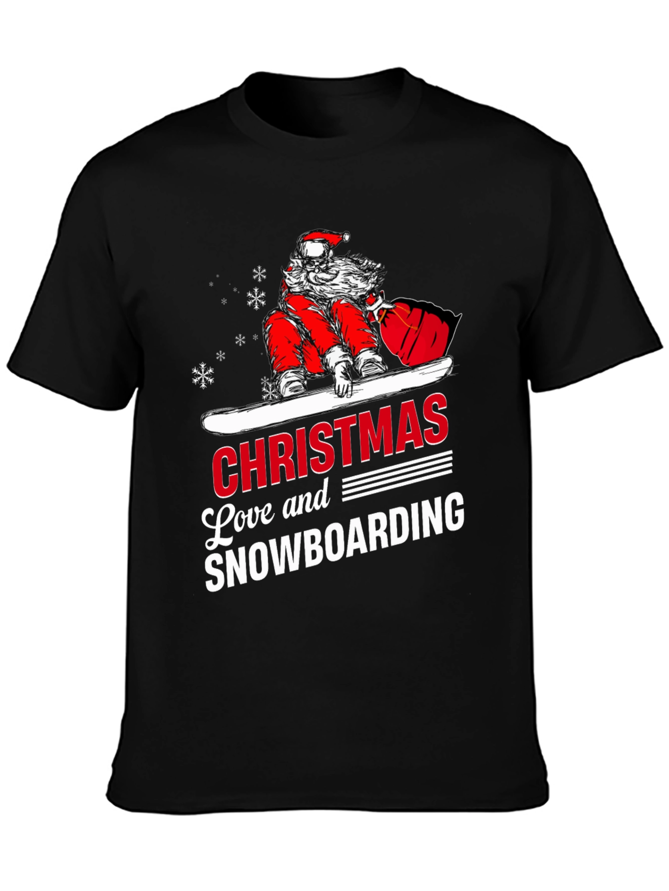 Santa Snowboarding Christmas T-Shirt