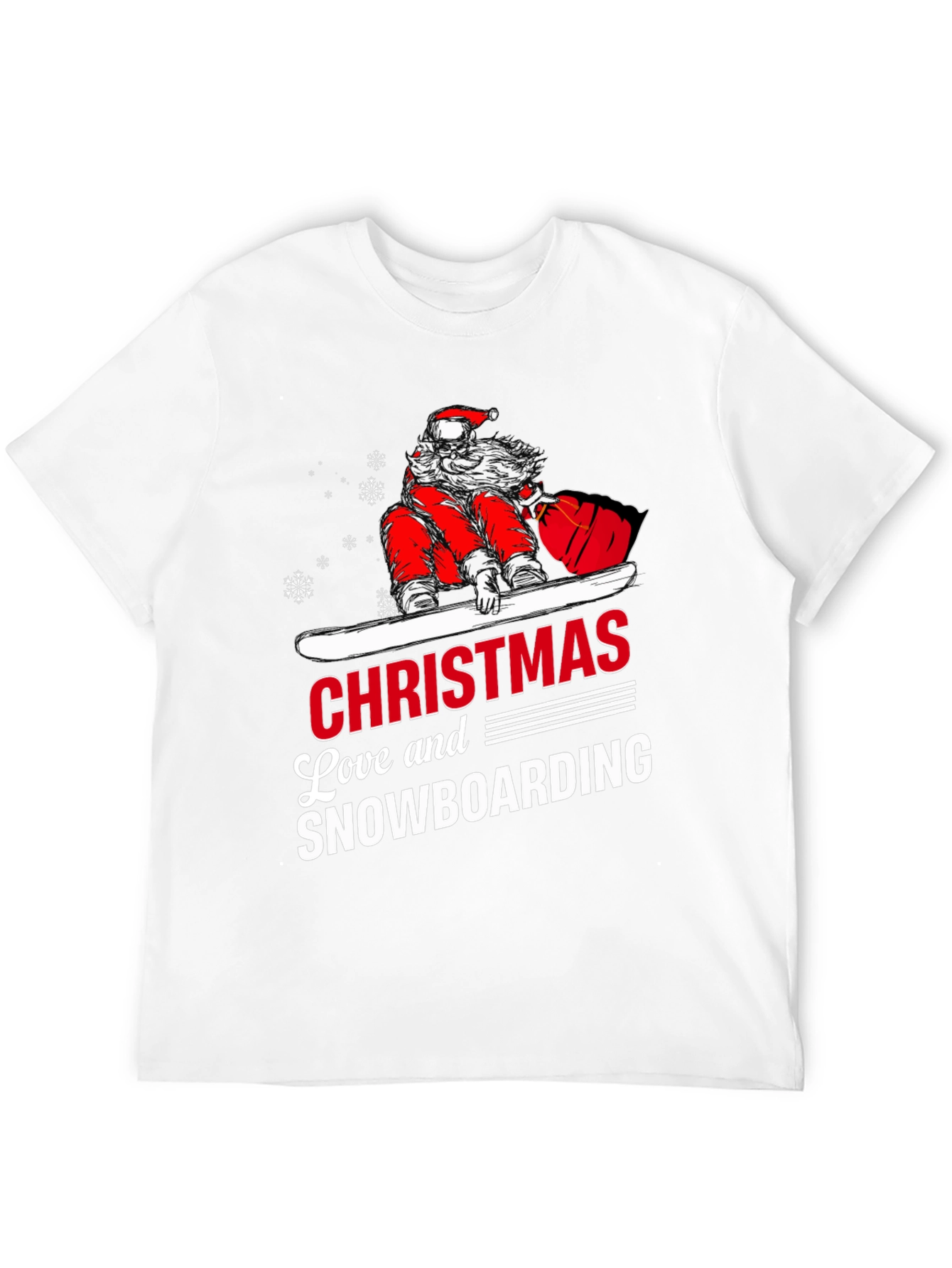 Santa Snowboarding Christmas T-Shirt