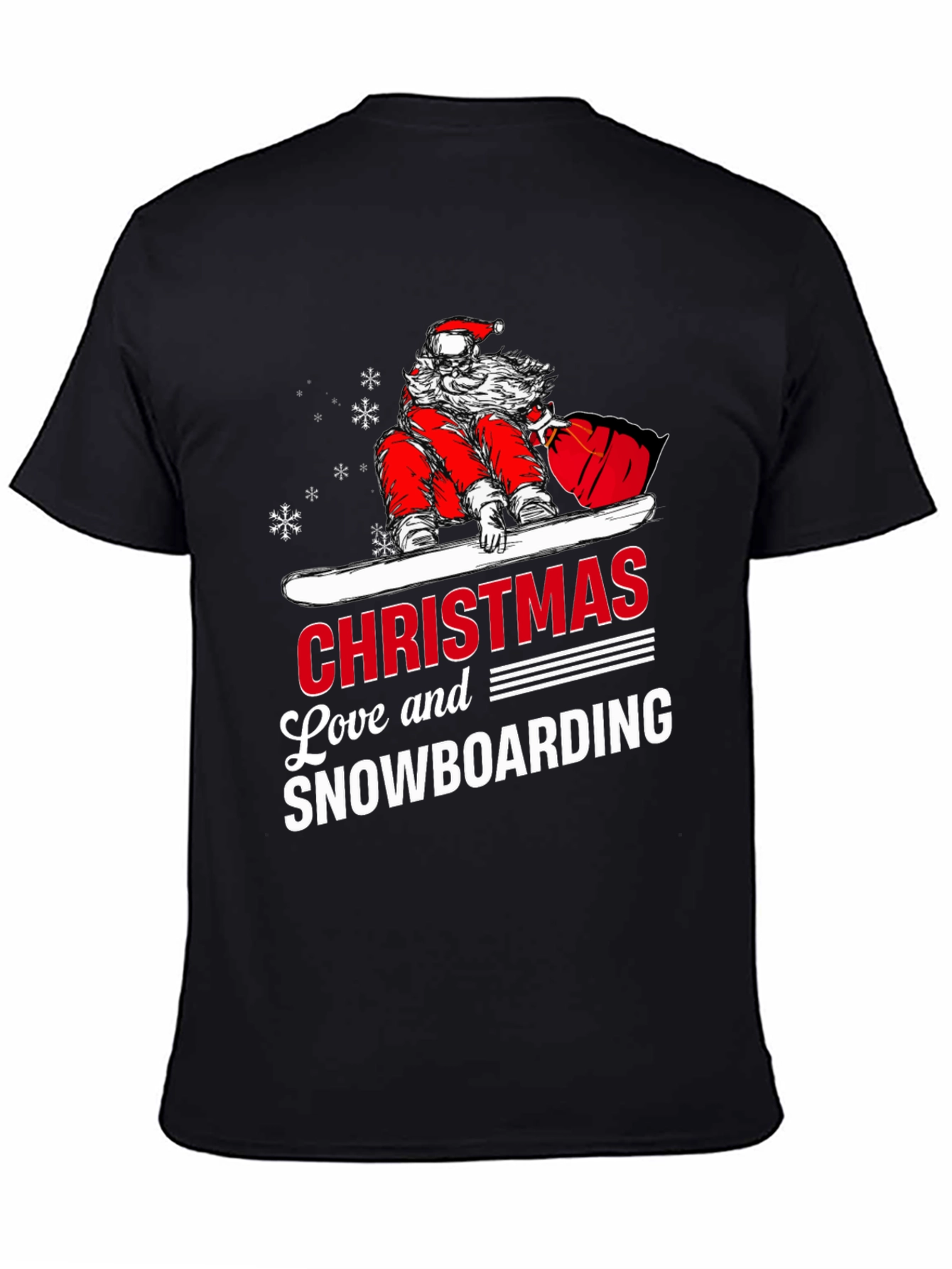 Santa Snowboarding Christmas T-Shirt
