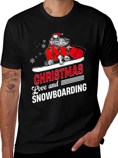 Santa Snowboarding Christmas T-Shirt