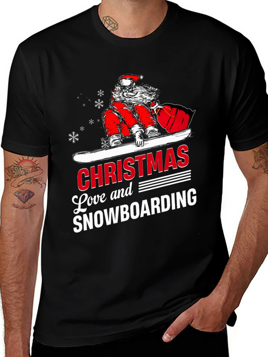 Santa Snowboarding Christmas T-Shirt