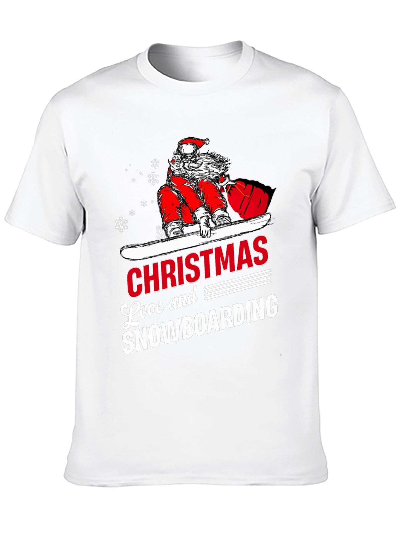 Santa Snowboarding Christmas T-Shirt