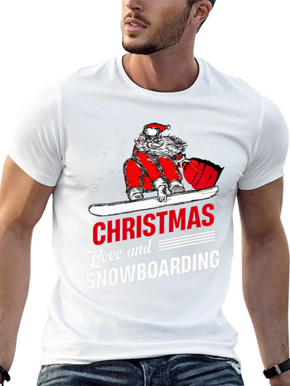 Santa Snowboarding Christmas T-Shirt
