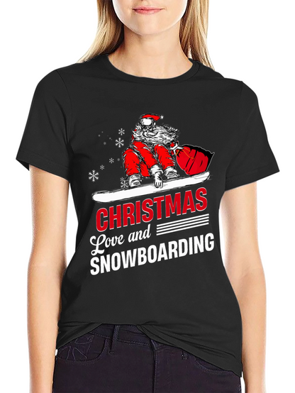 Santa Snowboarding Christmas T-Shirt