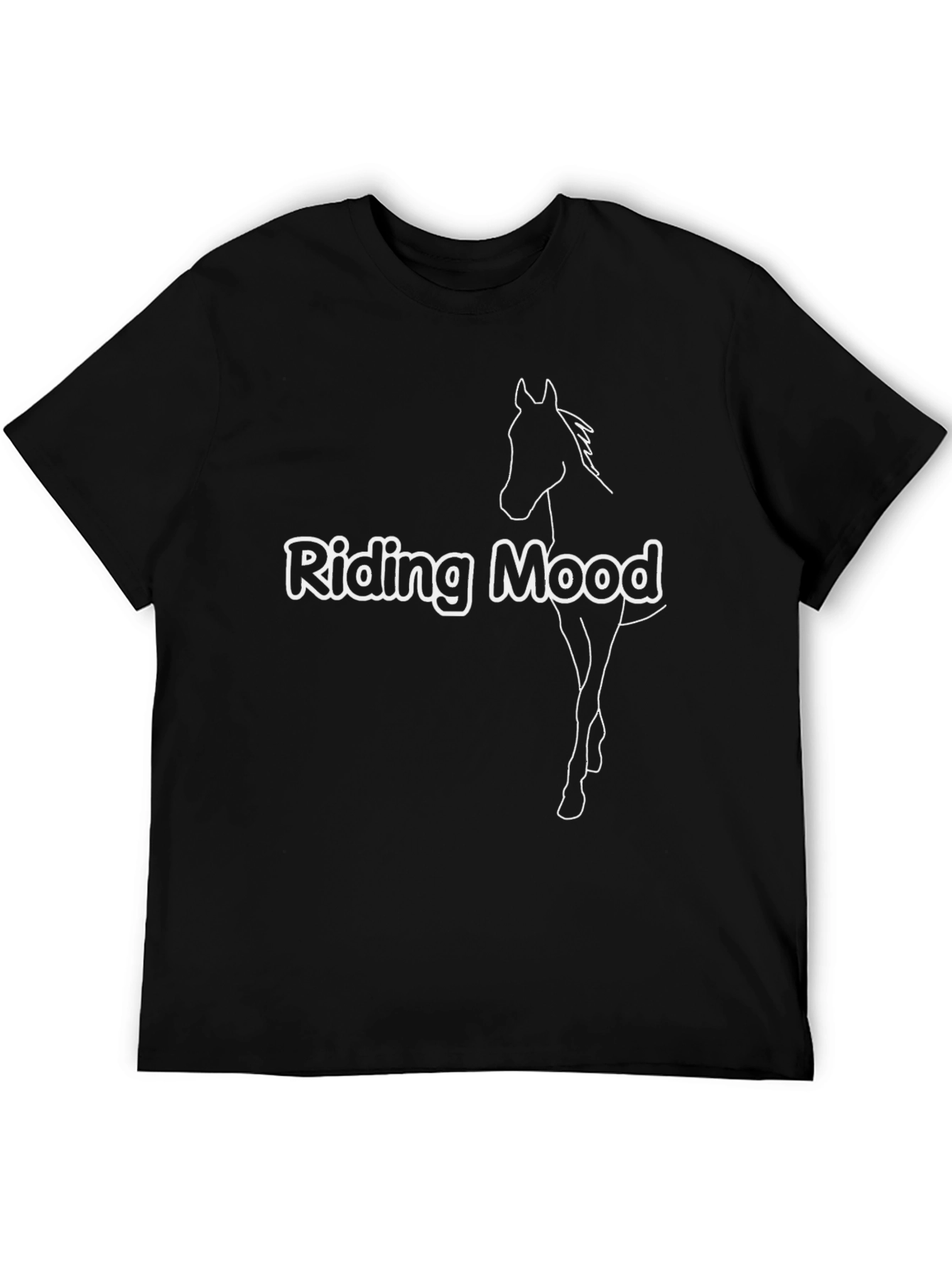 Riding Mood Graphic Tee - Black Cotton Blend T-Shirt
