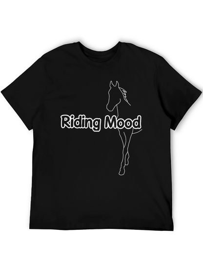 Riding Mood Graphic Tee - Black Cotton Blend T-Shirt