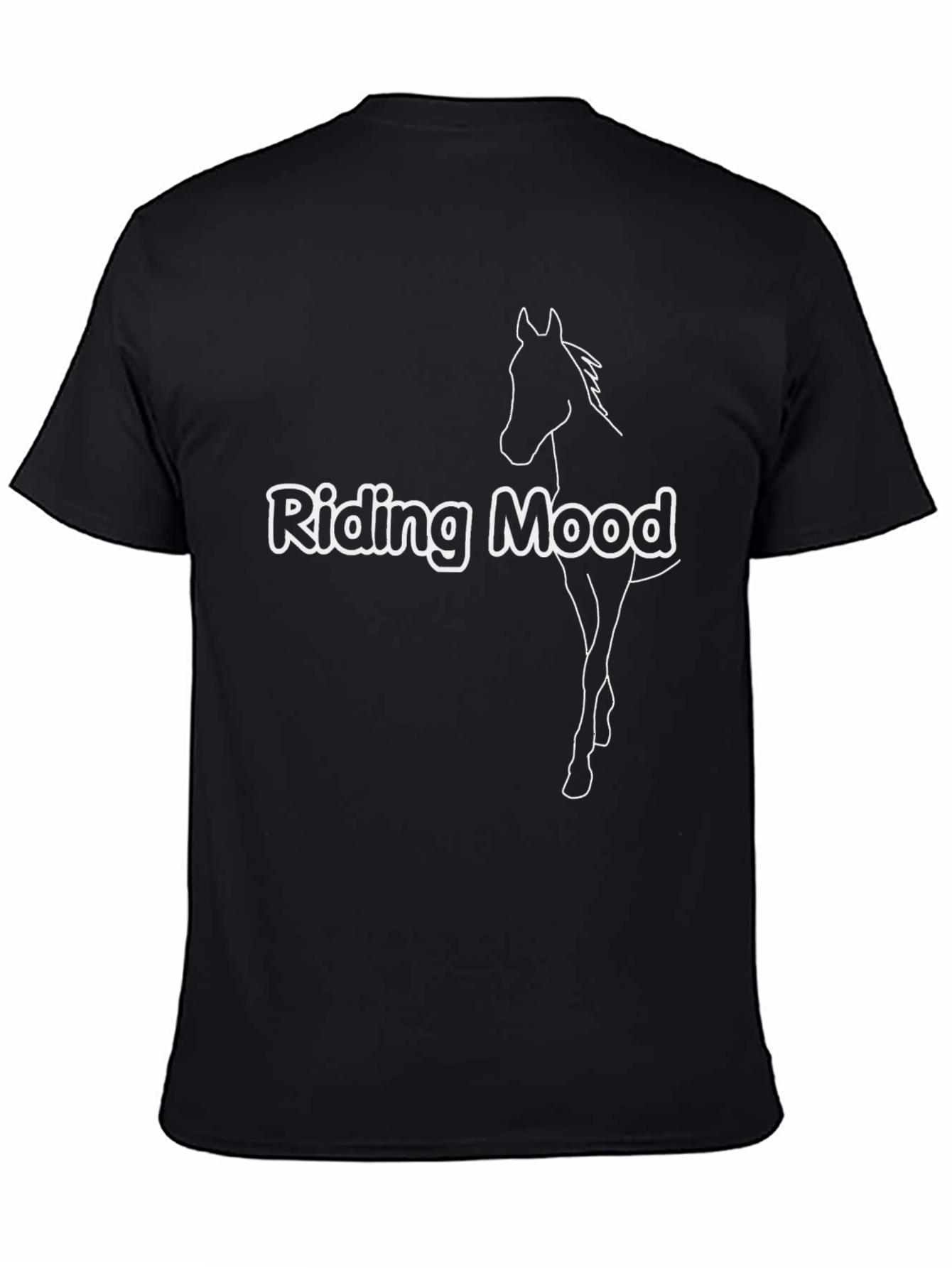 Riding Mood Graphic Tee - Black Cotton Blend T-Shirt