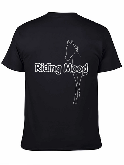 Riding Mood Graphic Tee - Black Cotton Blend T-Shirt