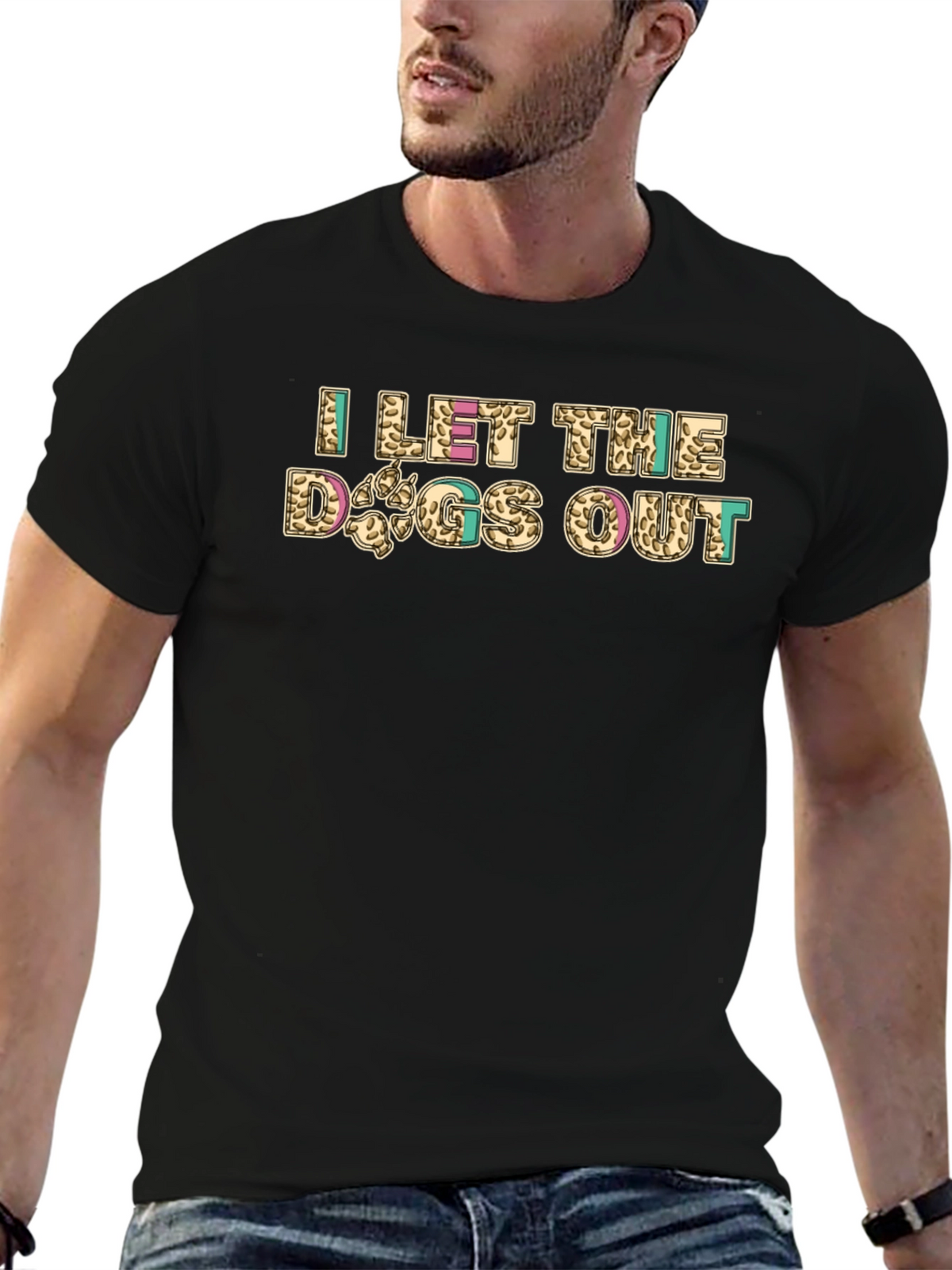 I Let The Dogs Out Novelty Graphic Tee