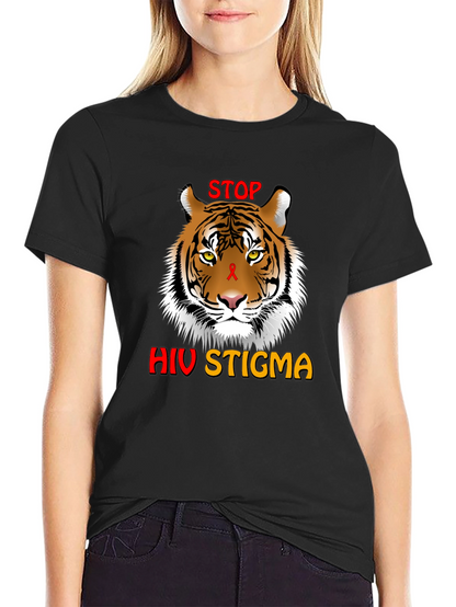 Stop HIV Stigma Awareness T-Shirt - Tiger Graphic