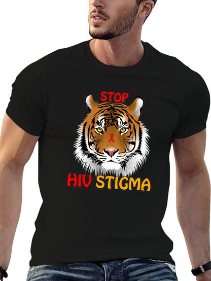 Stop HIV Stigma Awareness T-Shirt - Tiger Graphic