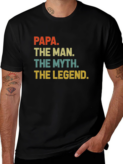 Papa The Man Myth Legend Graphic Tee - Black