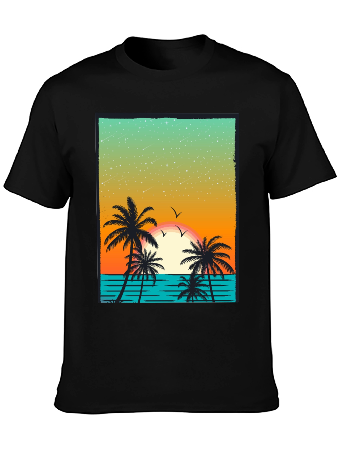Tropical Sunset Palm Tree Graphic T-Shirt