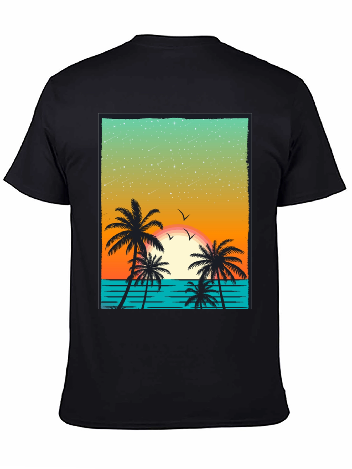 Tropical Sunset Palm Tree Graphic T-Shirt