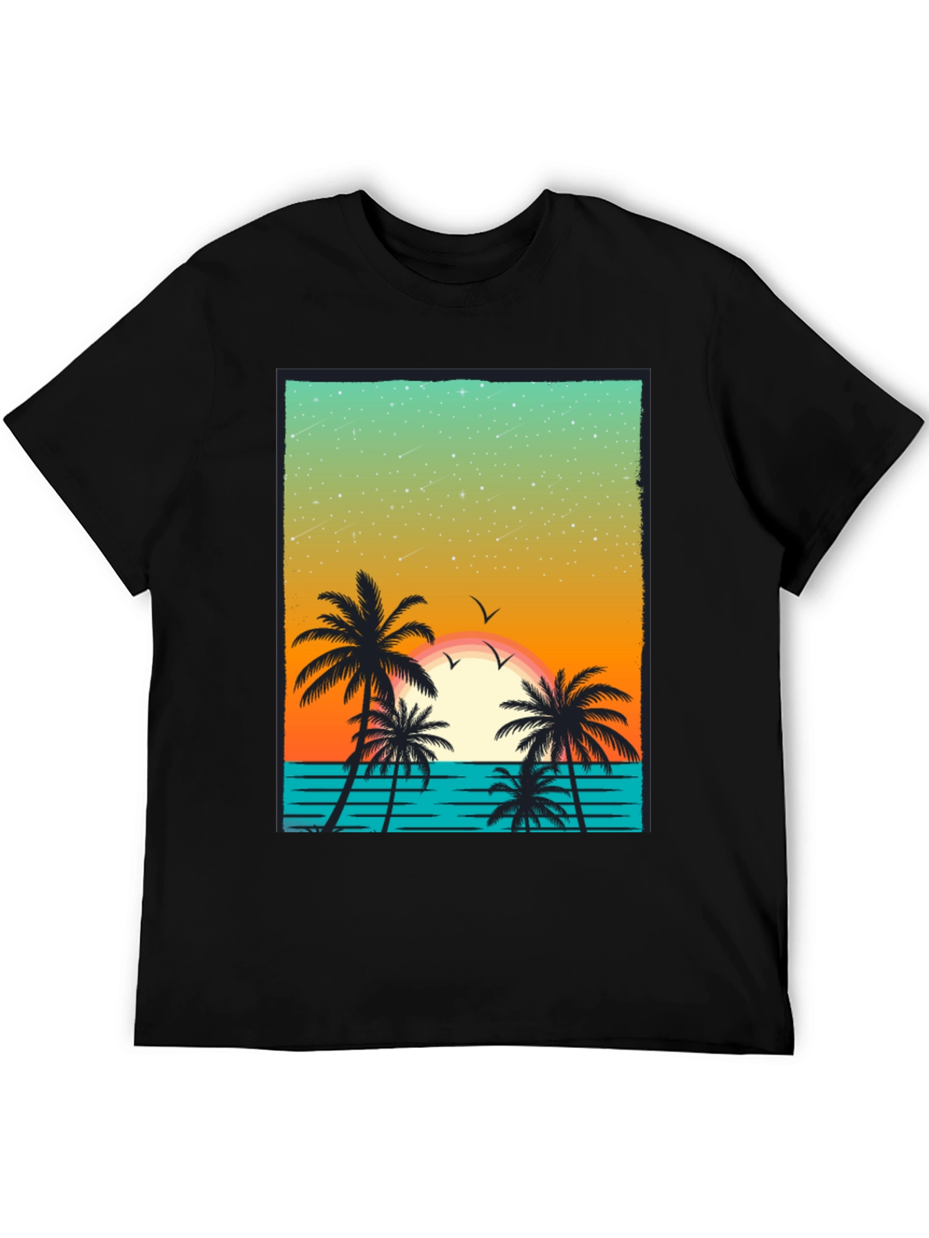 Tropical Sunset Palm Tree Graphic T-Shirt