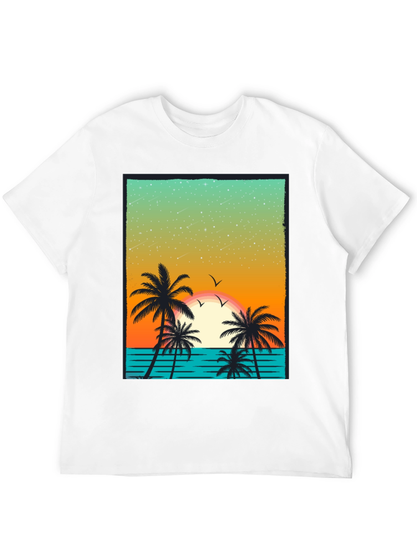 Tropical Sunset Palm Tree Graphic T-Shirt
