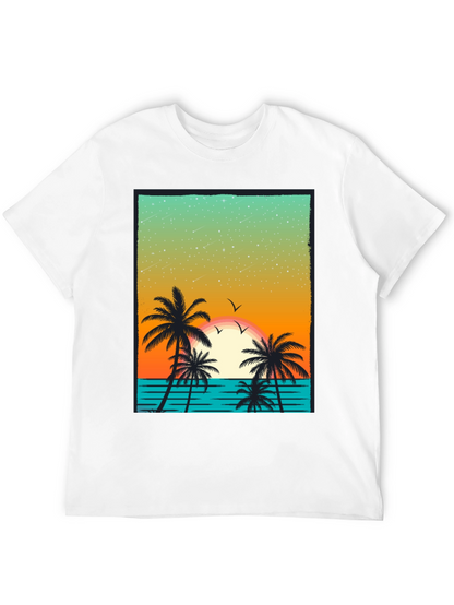 Tropical Sunset Palm Tree Graphic T-Shirt