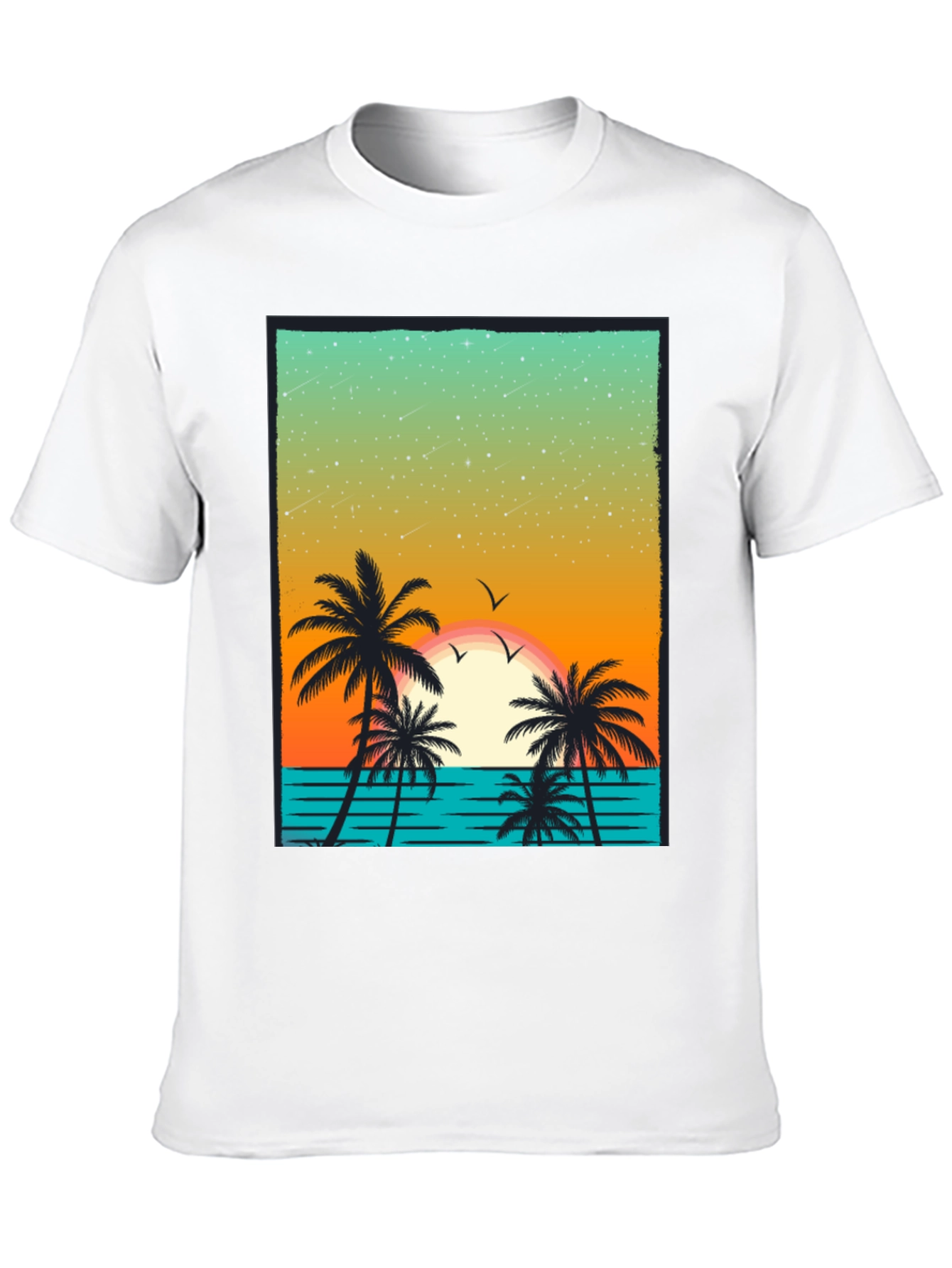 Tropical Sunset Palm Tree Graphic T-Shirt