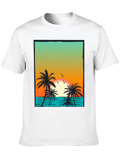 Tropical Sunset Palm Tree Graphic T-Shirt