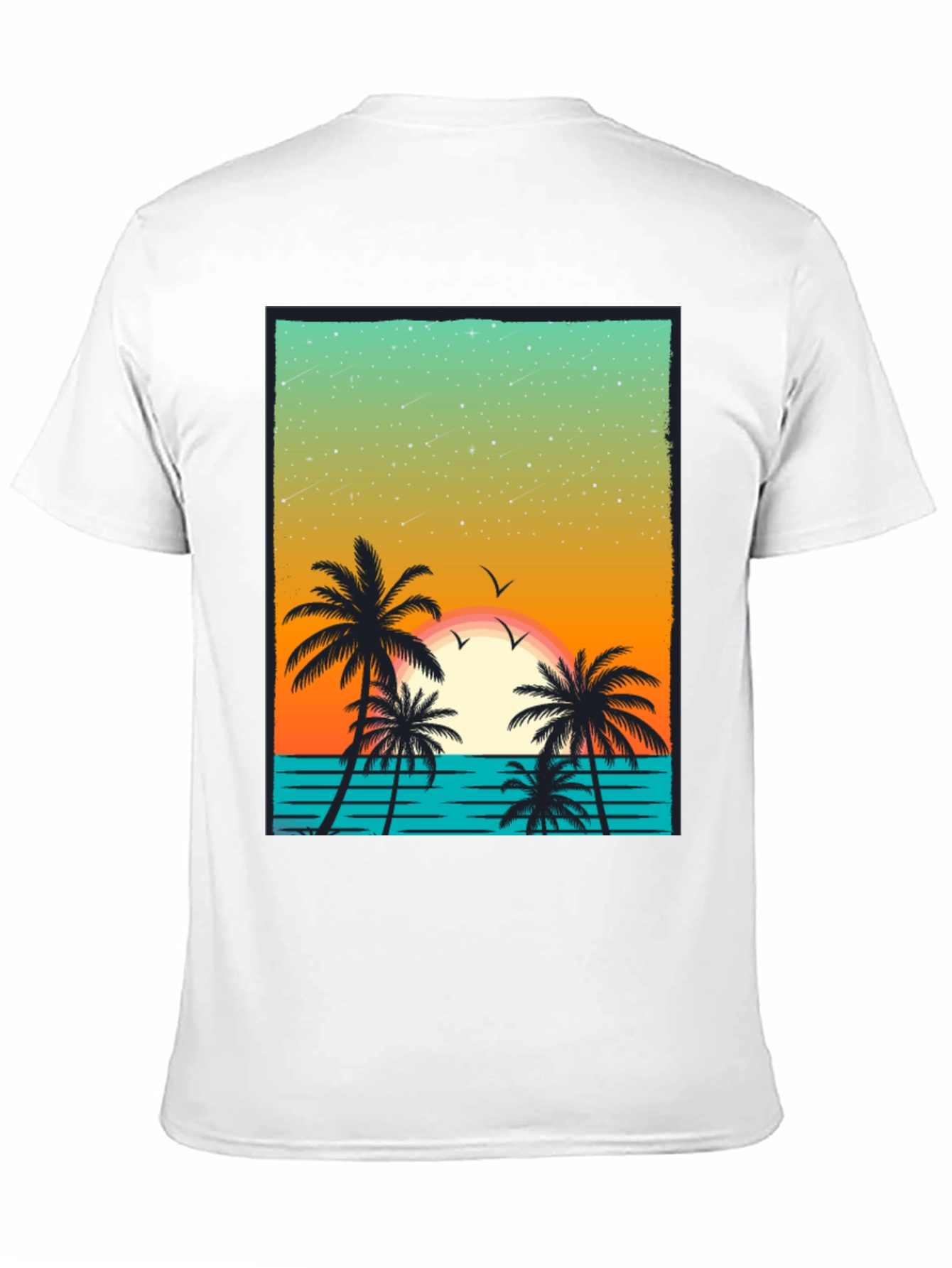 Tropical Sunset Palm Tree Graphic T-Shirt