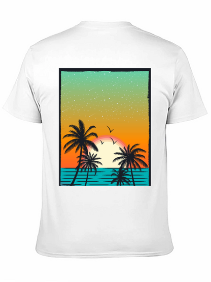Tropical Sunset Palm Tree Graphic T-Shirt