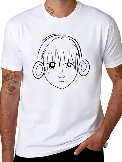Anime Headphones Black T-Shirt