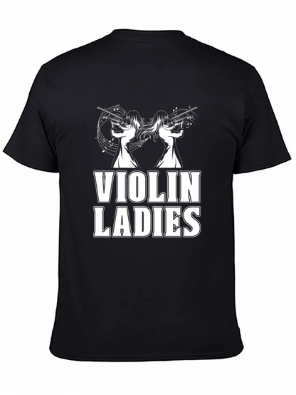 Violin Ladies Graphic Tee - Black Novelty T-Shirt