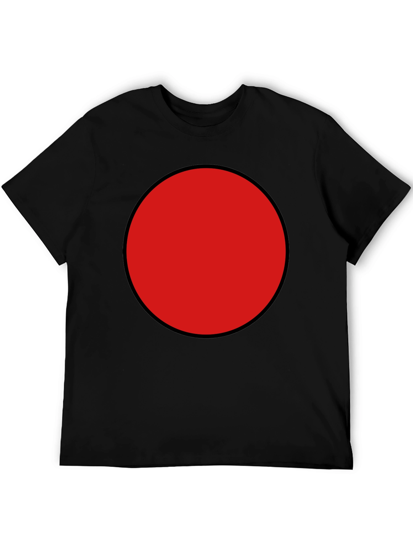Red Circle Graphic Tee - Black Cotton Blend Shirt