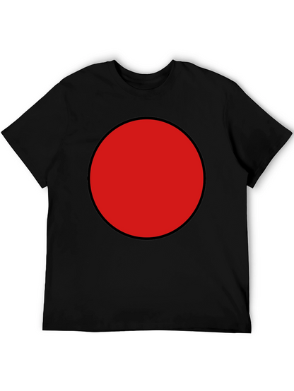 Red Circle Graphic Tee - Black Cotton Blend Shirt