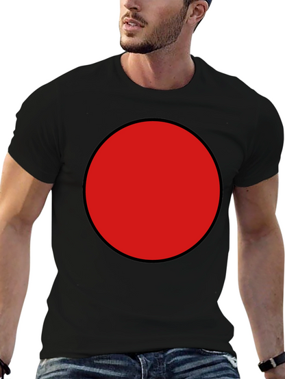 Red Circle Graphic Tee - Black Cotton Blend Shirt