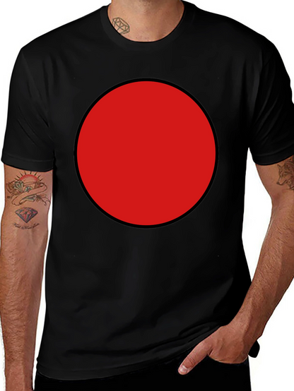 Red Circle Graphic Tee - Black Cotton Blend Shirt