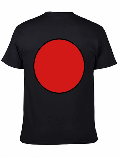 Red Circle Graphic Tee - Black Cotton Blend Shirt