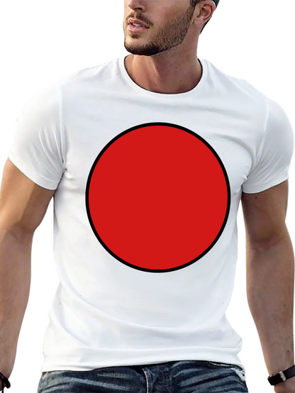 Red Circle Graphic Tee - Black Cotton Blend Shirt