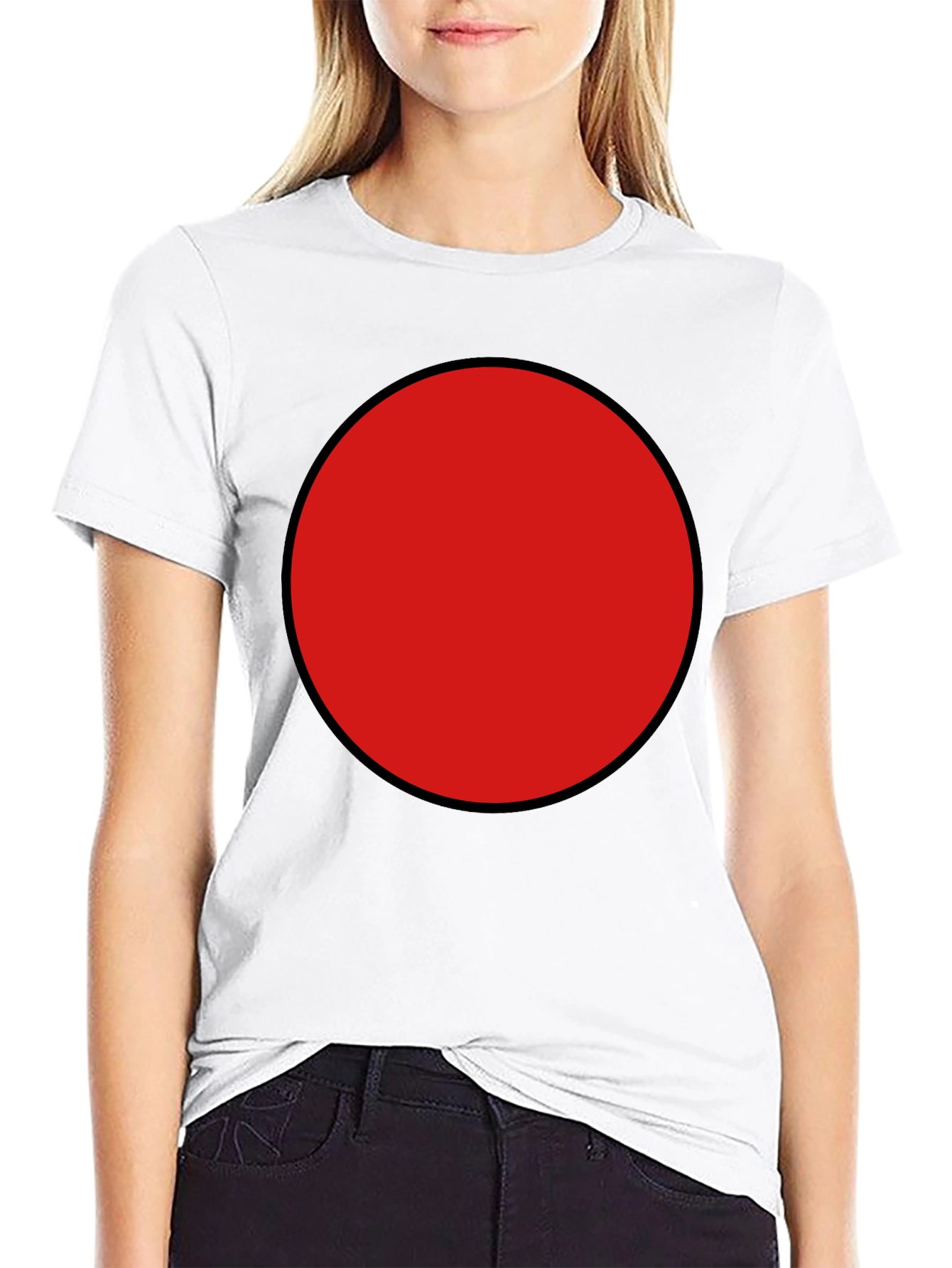 Red Circle Graphic Tee - Black Cotton Blend Shirt