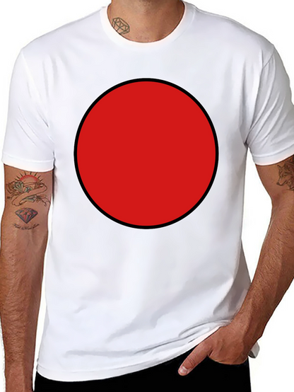 Red Circle Graphic Tee - Black Cotton Blend Shirt