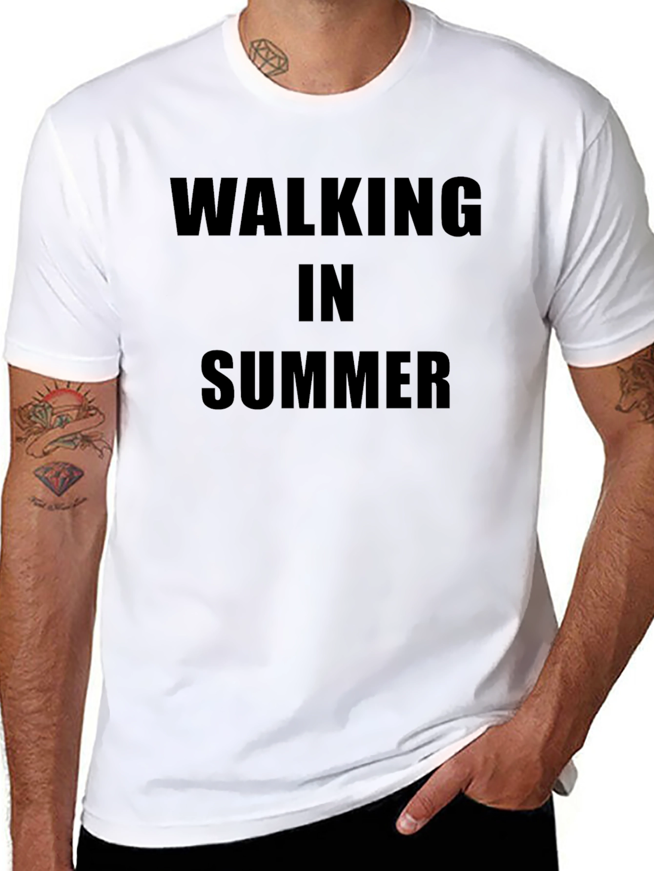 Walking in Summer Black T-Shirt