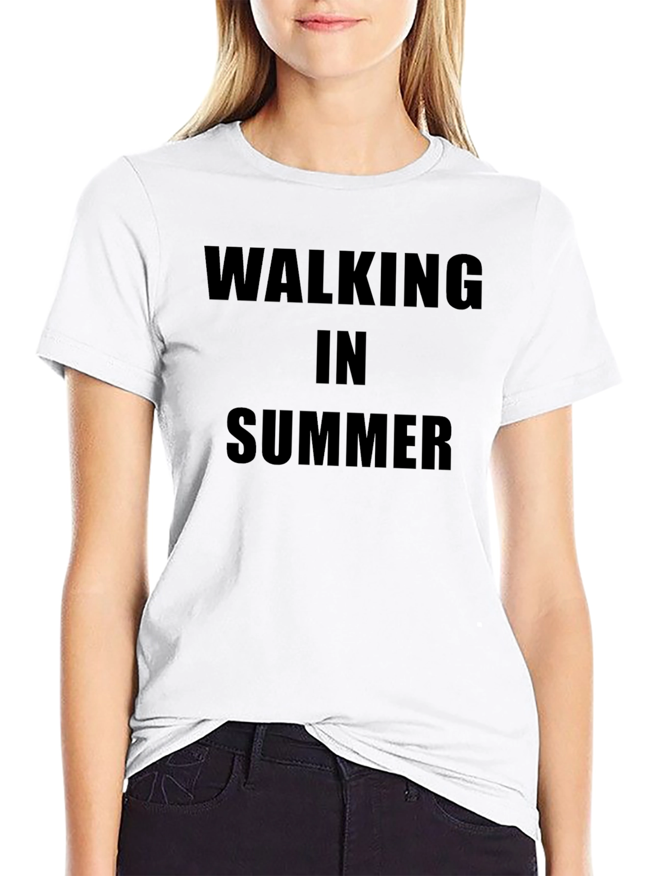 Walking in Summer Black T-Shirt