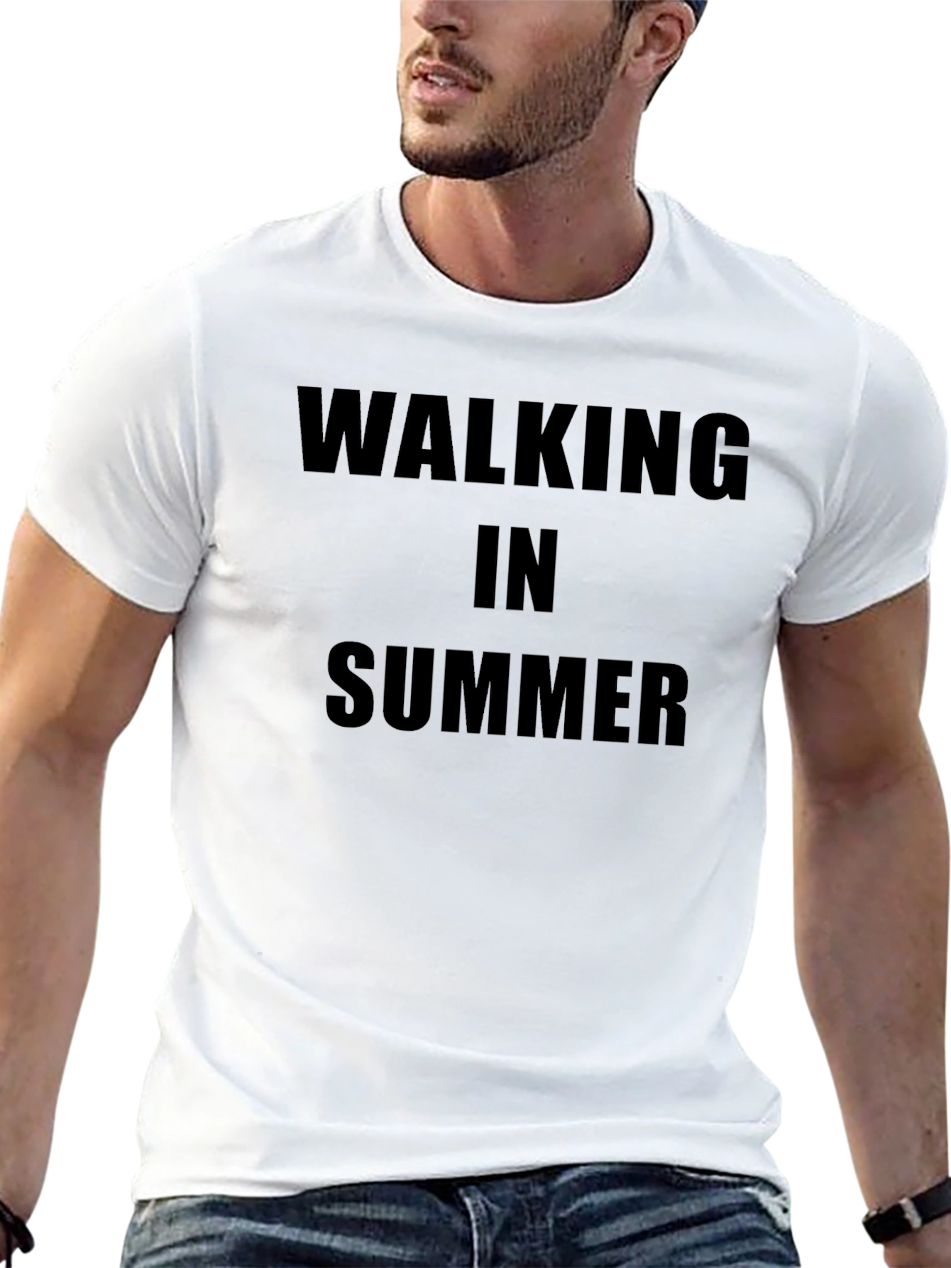 Walking in Summer Black T-Shirt