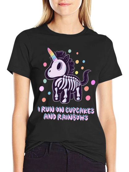 Skeleton Unicorn Cupcake Rainbows Graphic T-Shirt