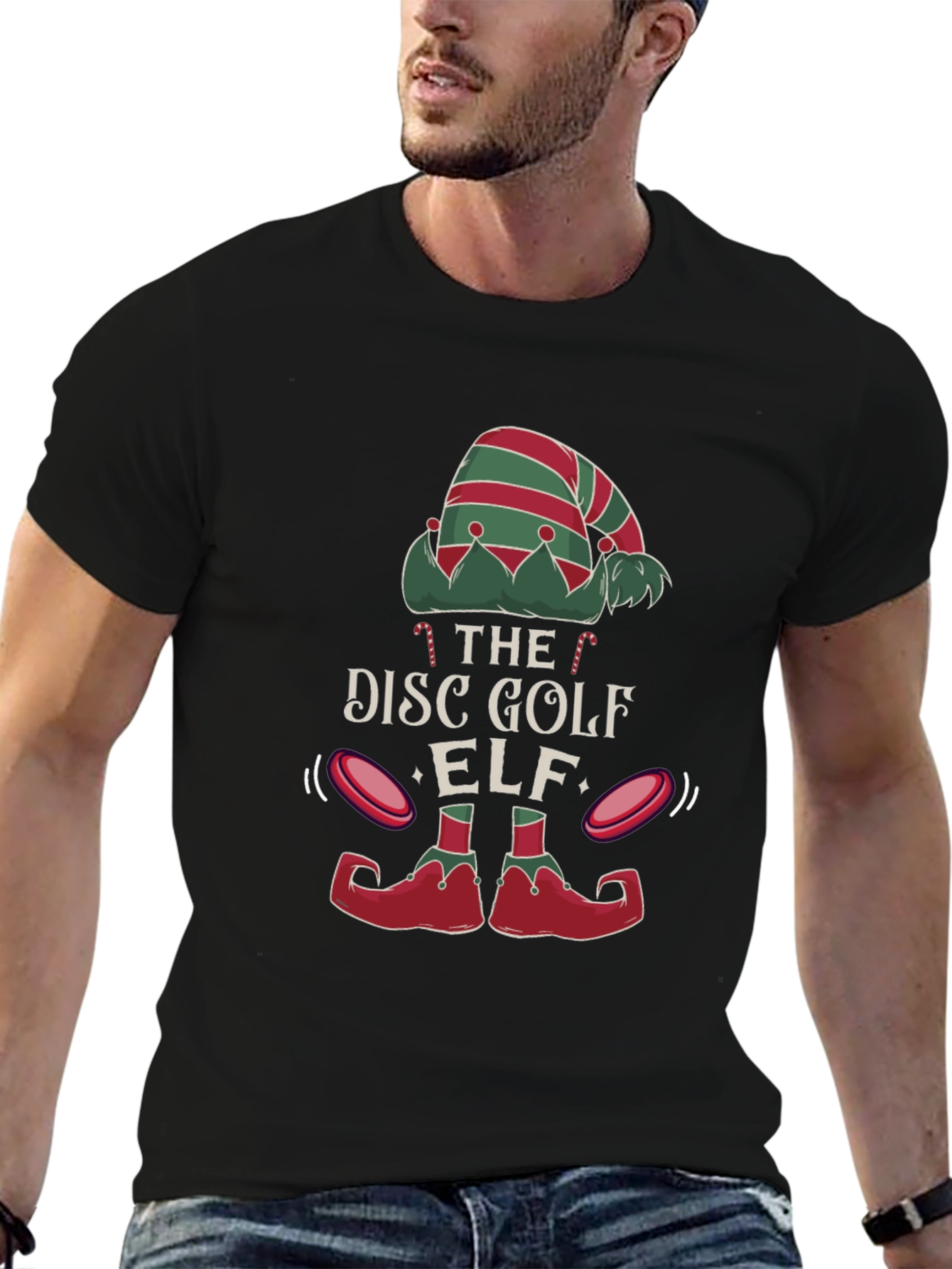 Disc Golf Elf Graphic Tee - Holiday Festive Shirt