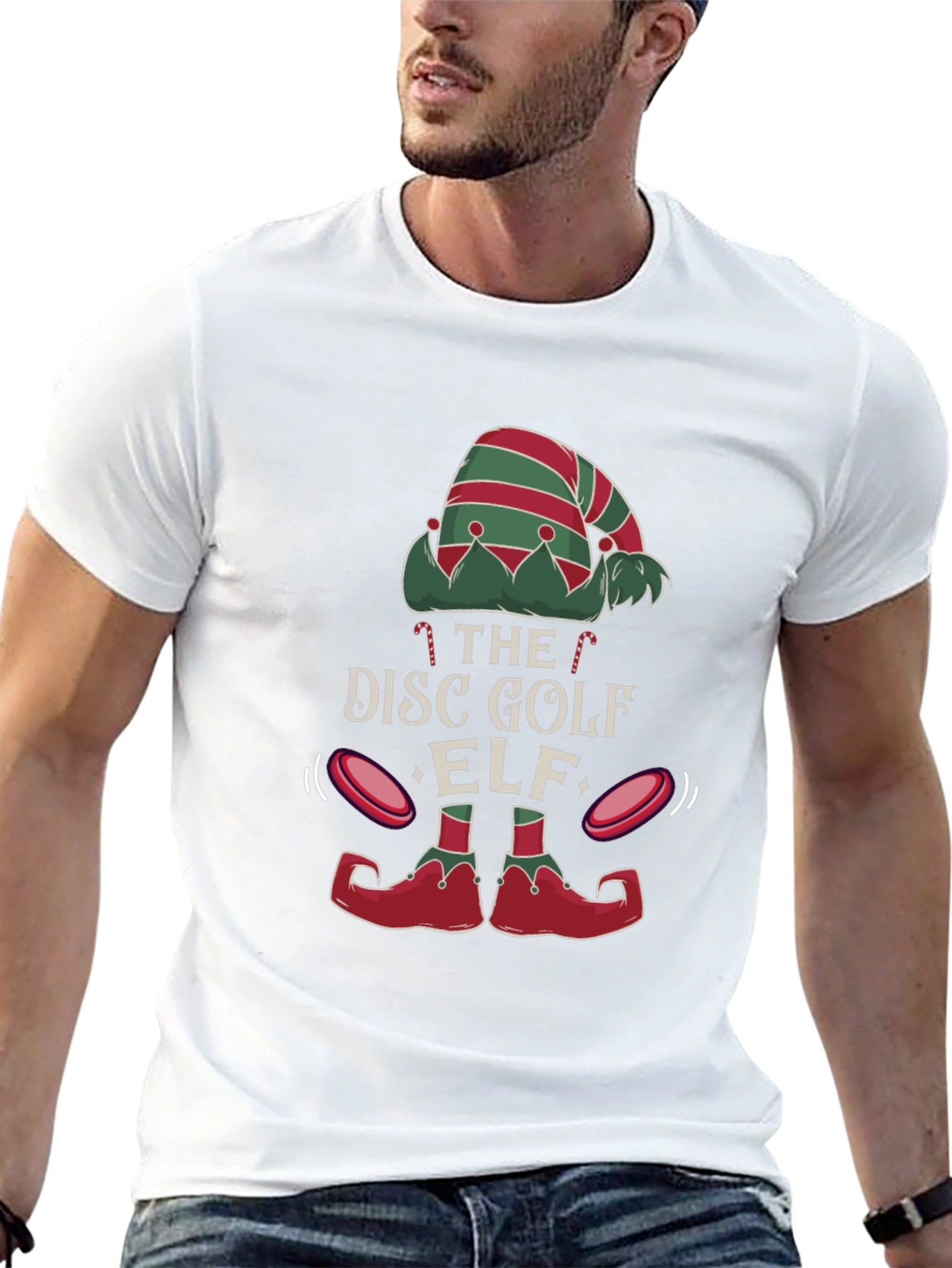 Disc Golf Elf Graphic Tee - Holiday Festive Shirt