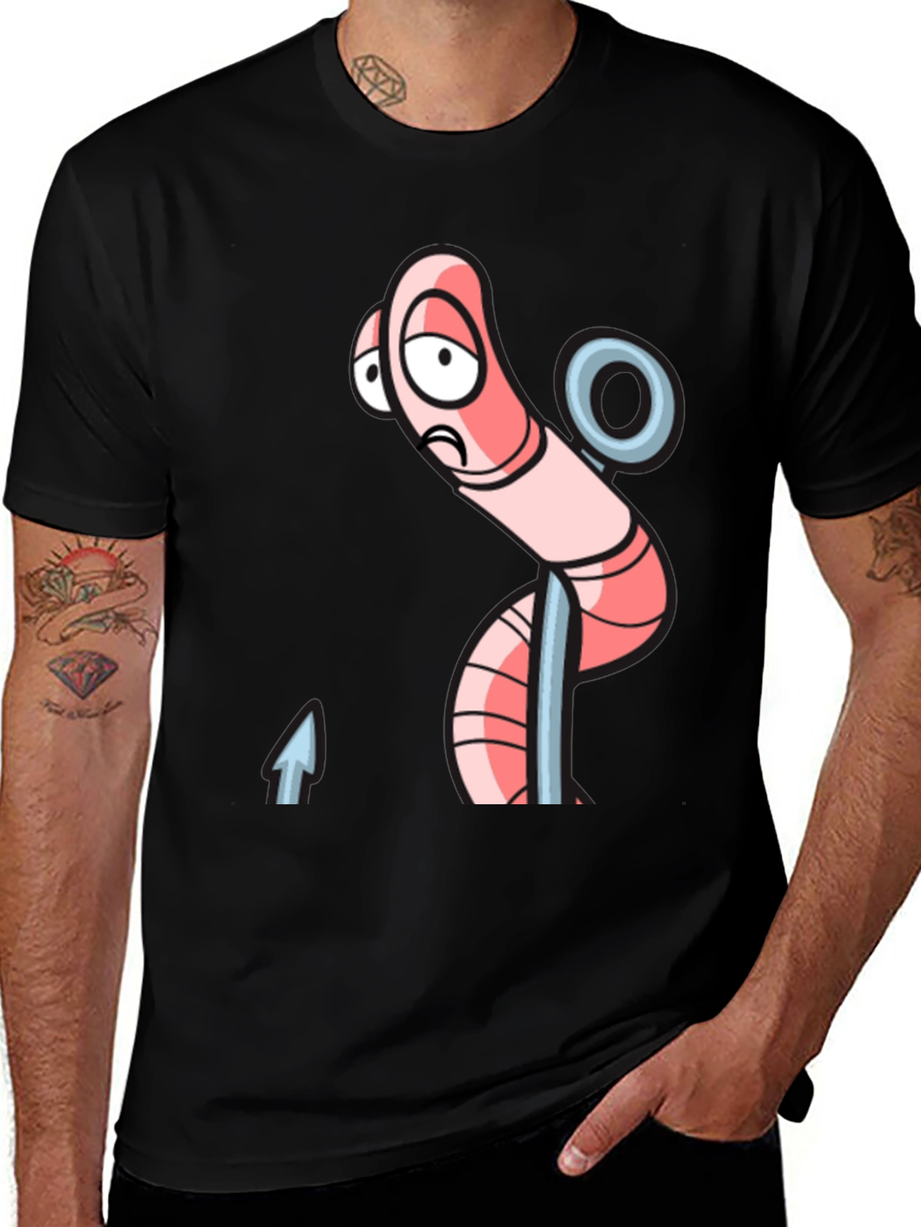 Sad Worm on Hook Graphic Tee