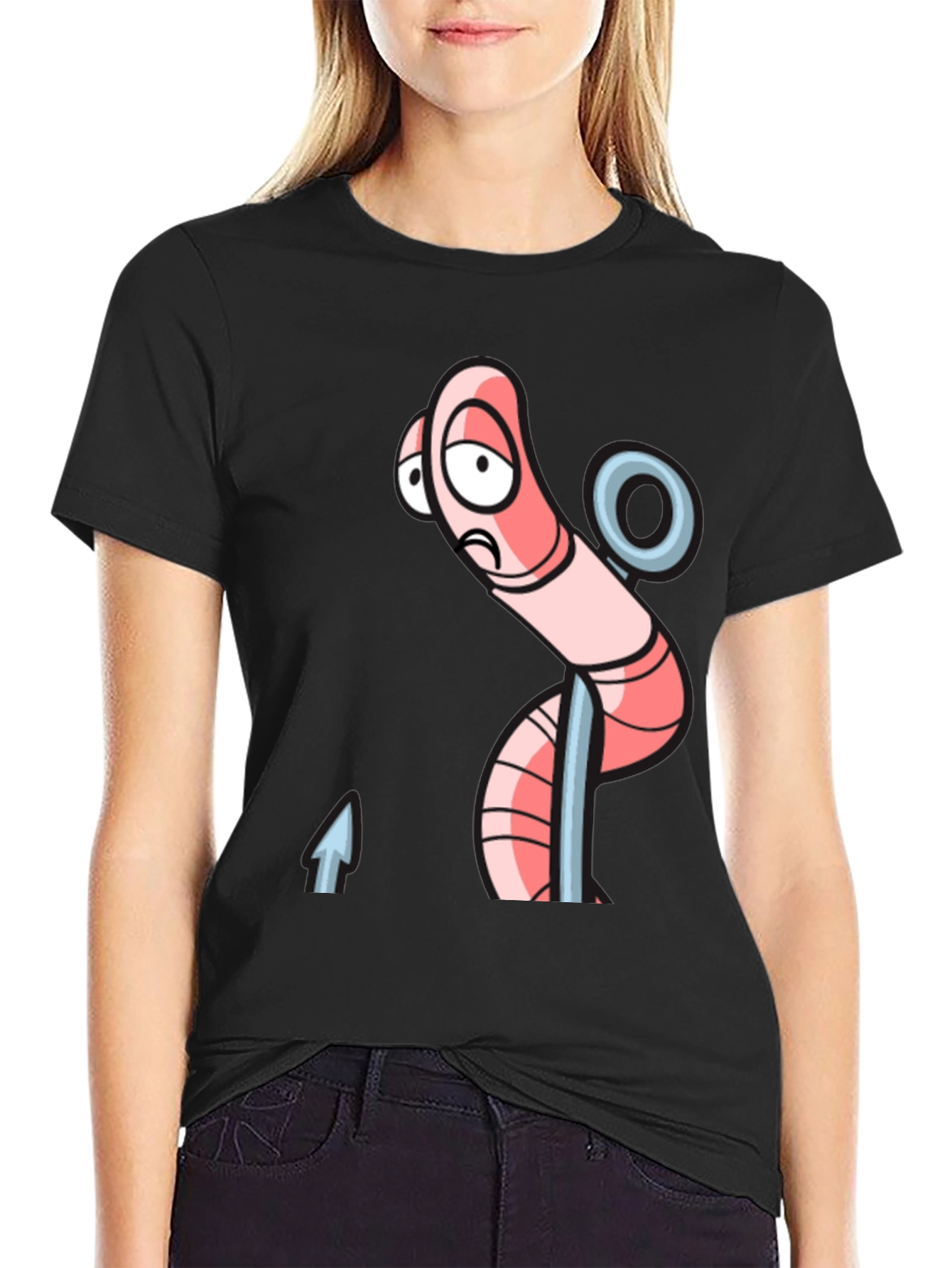 Sad Worm on Hook Graphic Tee