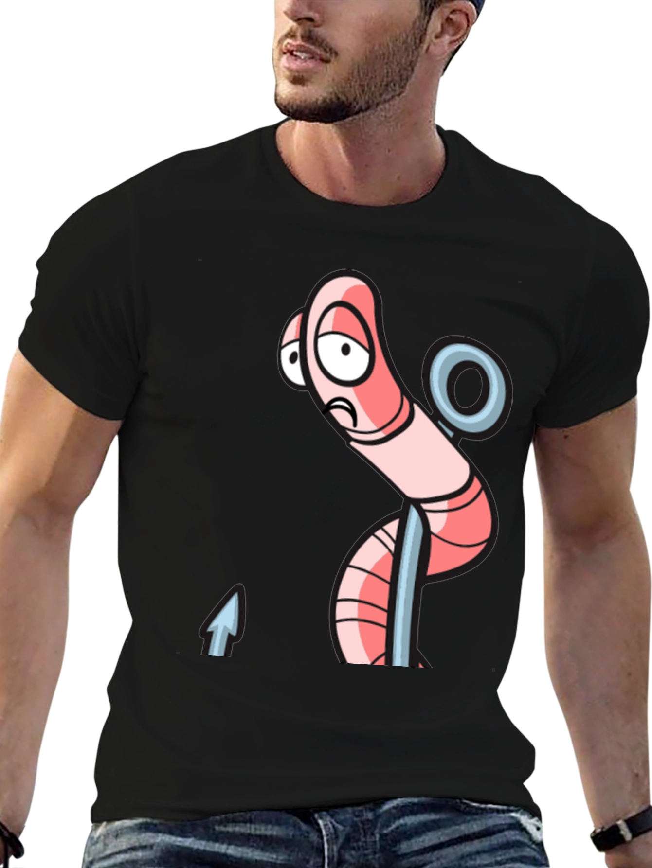 Sad Worm on Hook Graphic Tee