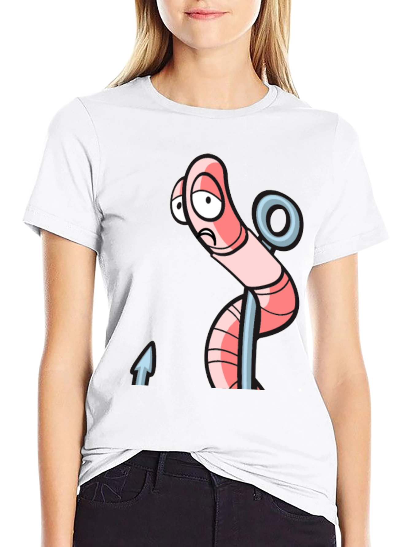 Sad Worm on Hook Graphic Tee