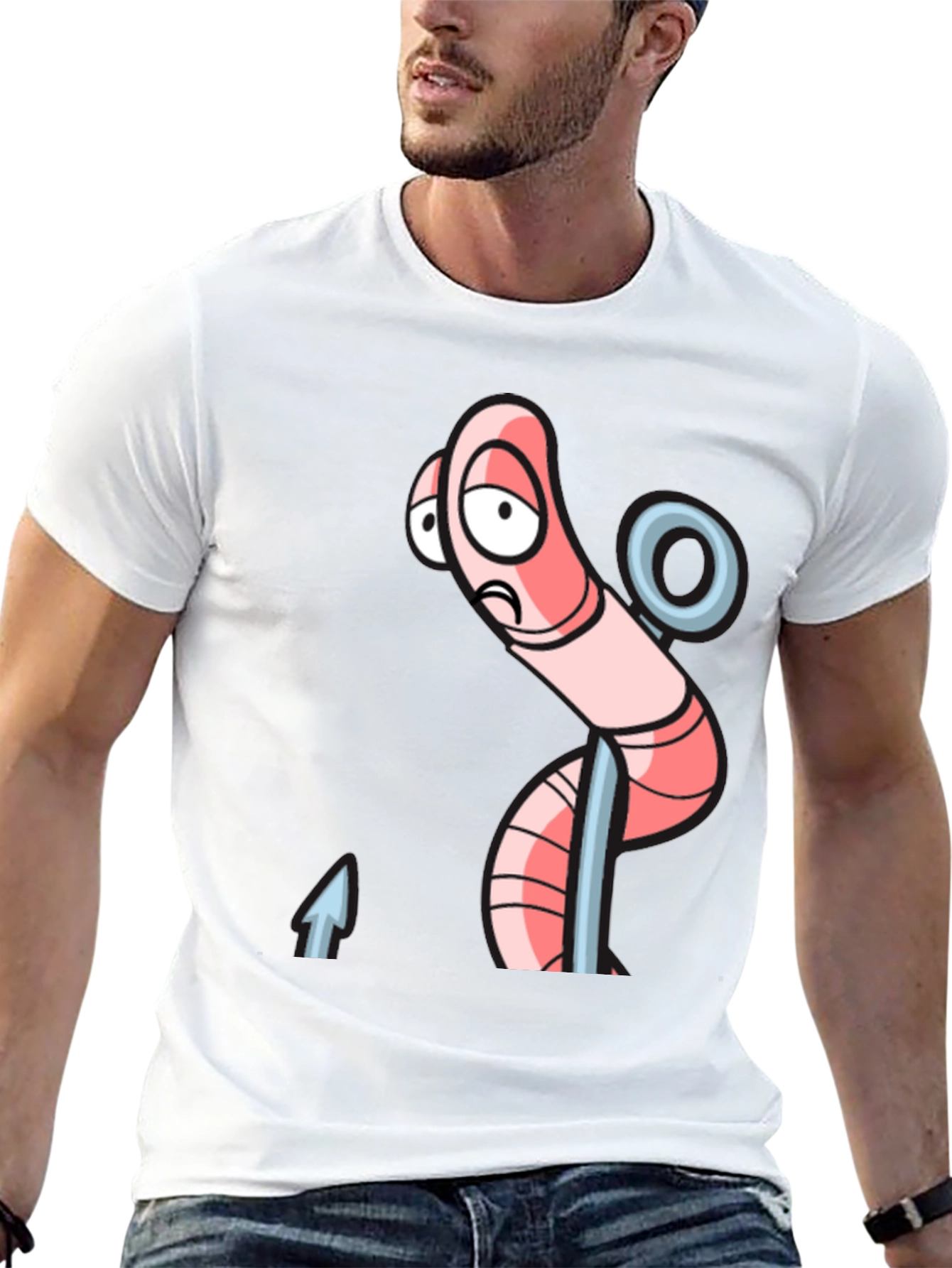 Sad Worm on Hook Graphic Tee