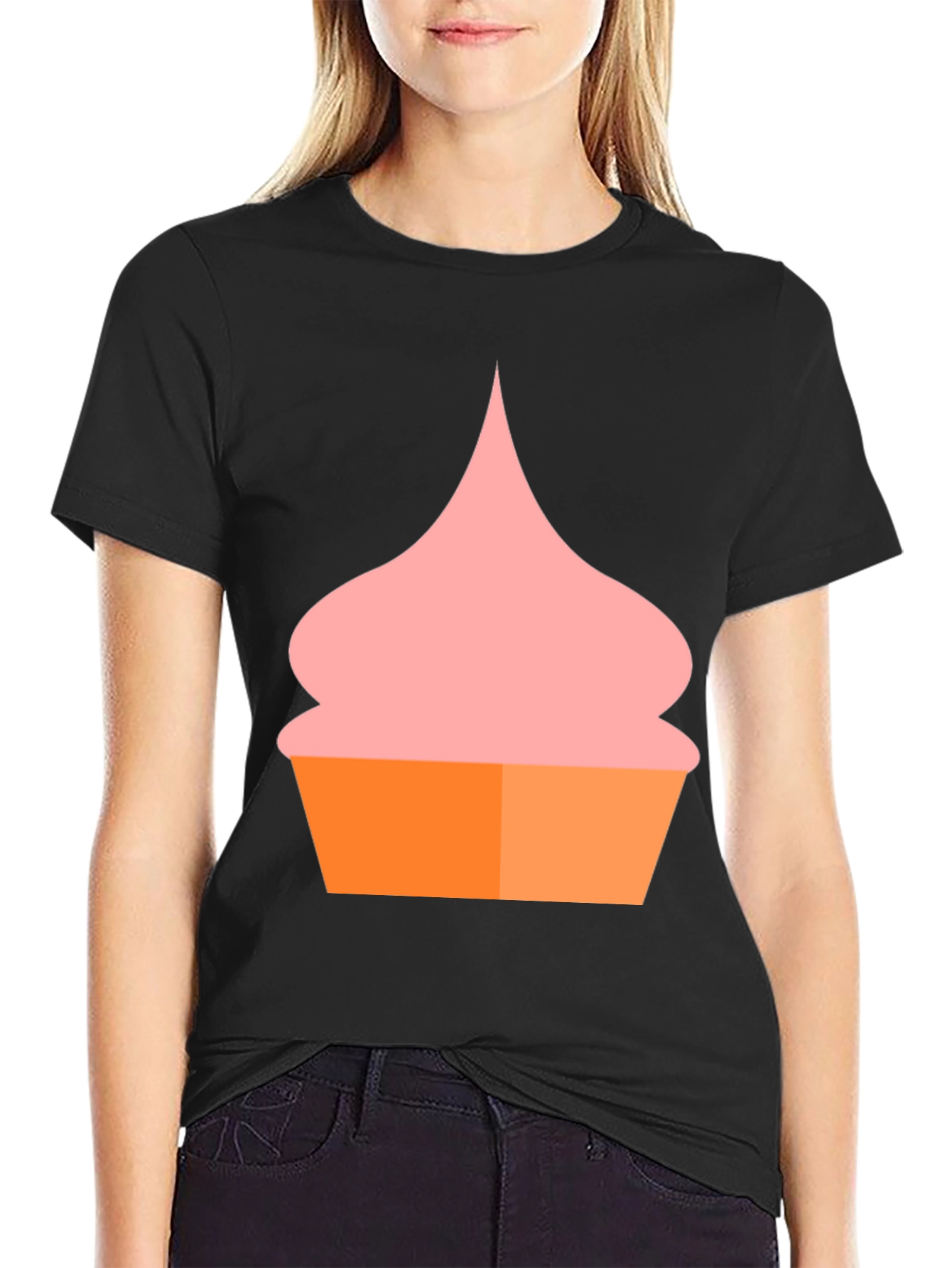 Fun Cupcake Graphic T-Shirt - Casual Black Tee