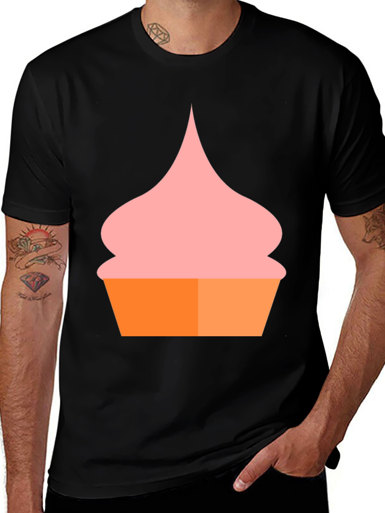 Fun Cupcake Graphic T-Shirt - Casual Black Tee