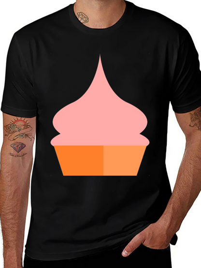 Fun Cupcake Graphic T-Shirt - Casual Black Tee